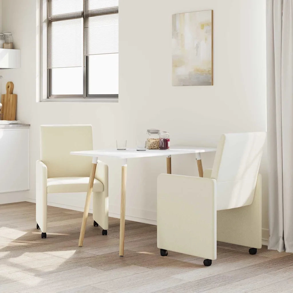 Sedie da Pranzo con Ruote con ruote 2 pcs Crema 57 x 66 x 94 cm 42017817