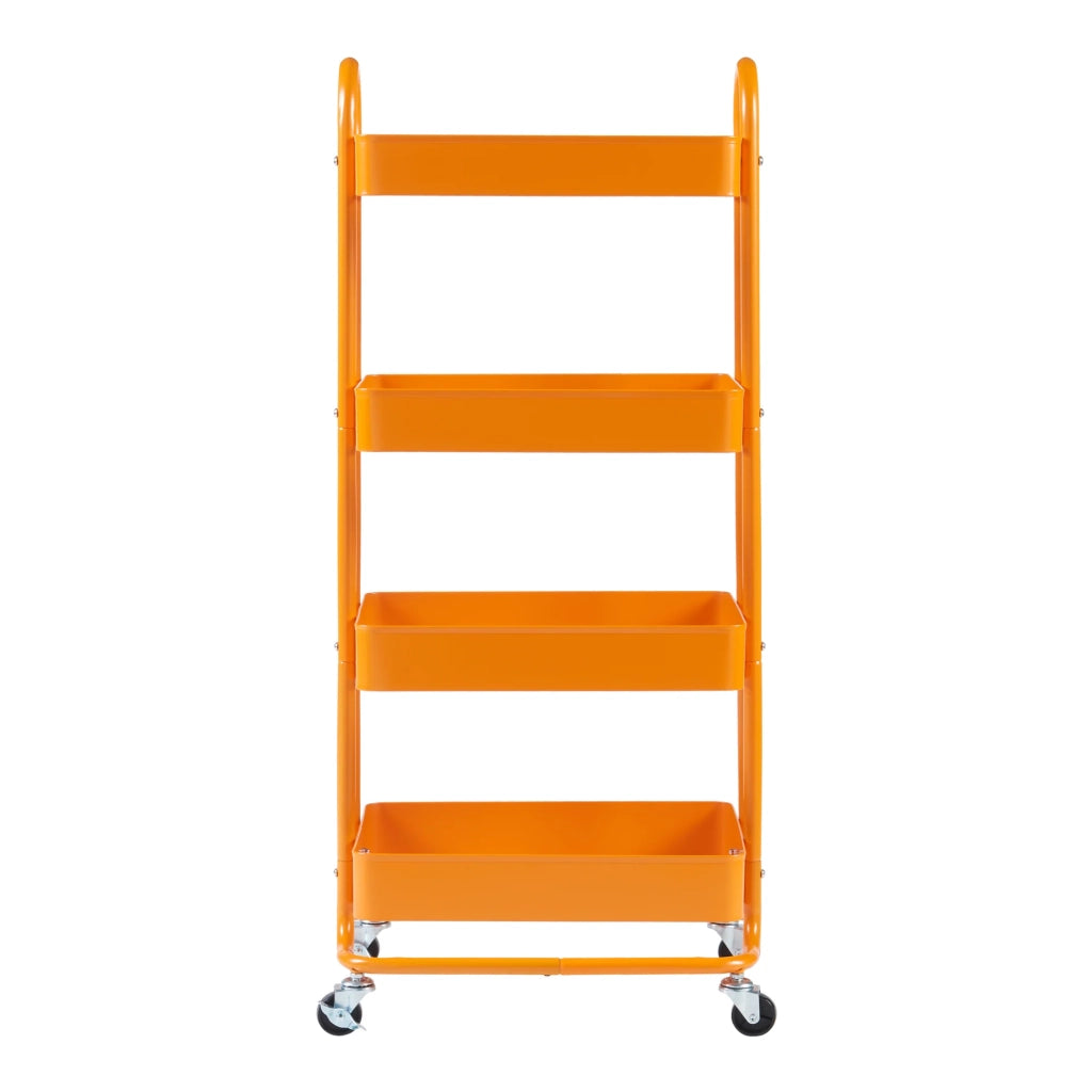 Carrello di servizio mobile contenitore per cucina/soggiorno con 4 cestelli 104 x 46 x 35 cm acciaio arancione 03_0009238