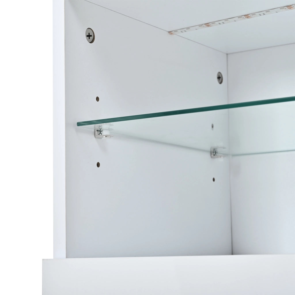 Mobile TV con 4 ante; 8 vani e illuminazione LED per soggiorno; in truciolare; bianco; 180×35×60 cm