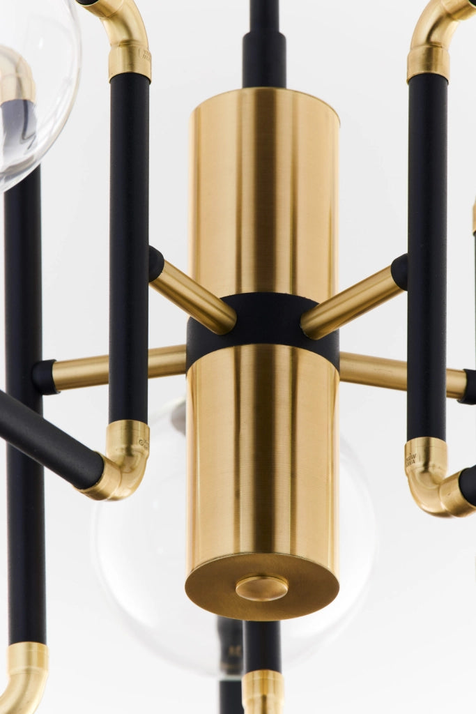 Lampadario moderno nero oro sfere vetro 5xG9 Jupiter