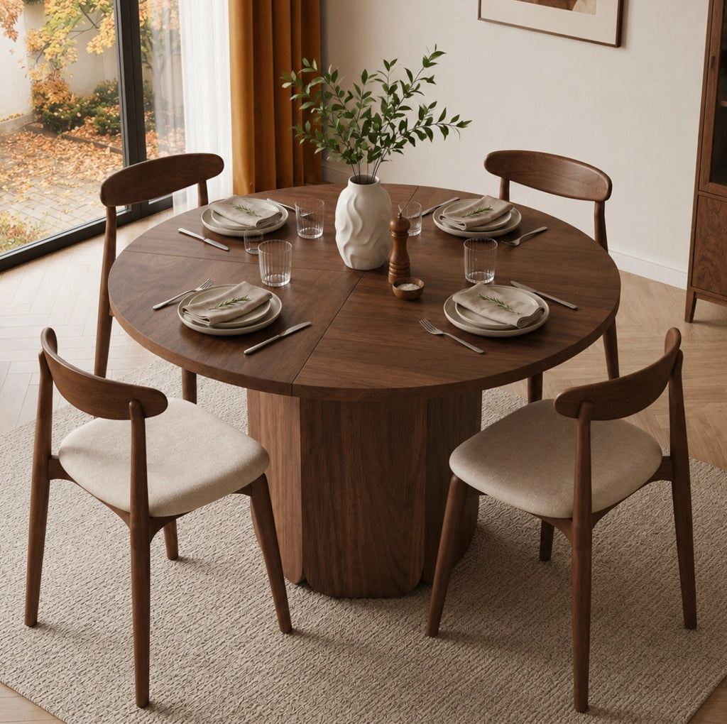 Tavolo da pranzo rotondo ? 120 cm; per 4-6 persone; facile da montare; MDF; noce