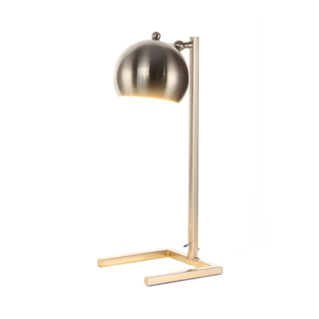 Lampada da tavolo Bruna in metallo argento satinato