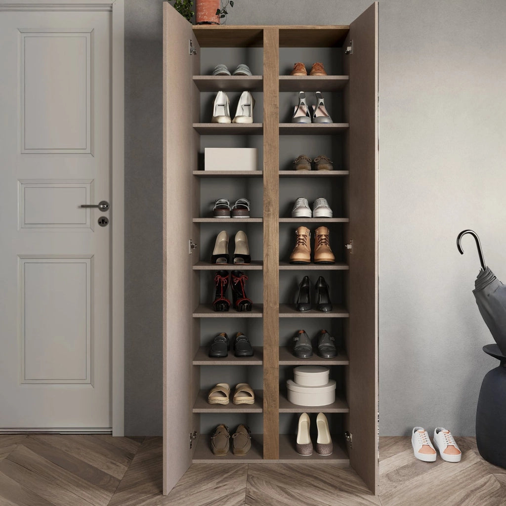 Salcito, Armadio Multiuso 2 Ante 8 Ripiani, 70x185h cm Marrone Bronzo