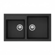 Lavello 86 cm da incasso in sintetico effetto granito due vasche - Nero