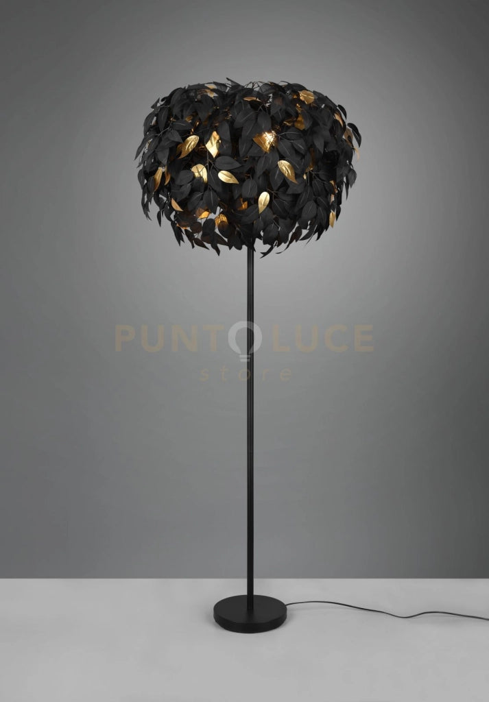 LEAVY PIANTANA BASE METALLO NERO CON FOGLIE LAVABILI NERO E ORO H. 180CM 3 LUCI ATTACCO E14
