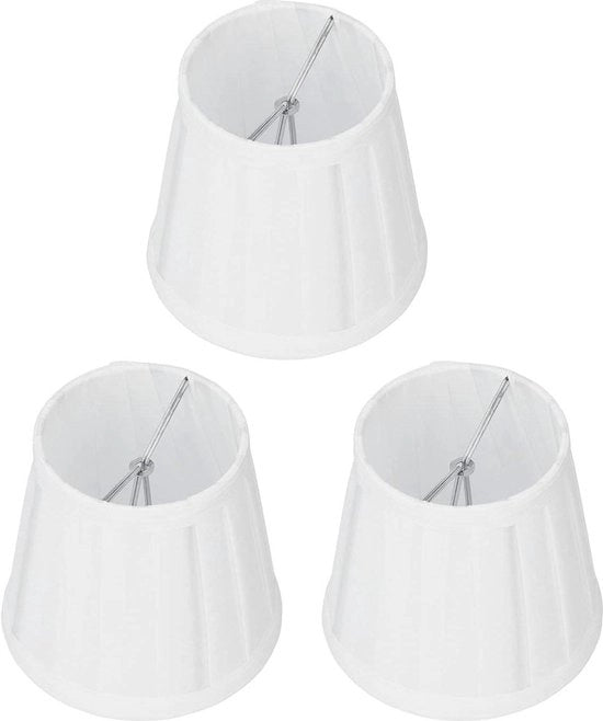 Set di 6 copricapo in tessuto bianco con clip per piccole lampade