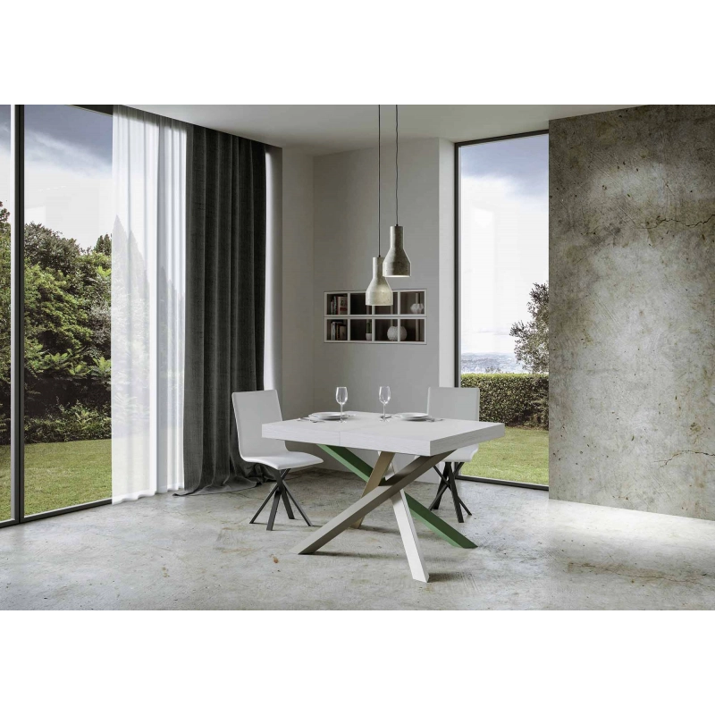 Tavolo allungabile 90x130/234 cm Volantis Premium telaio gambe 4 colori (A) - Bianco Frassino