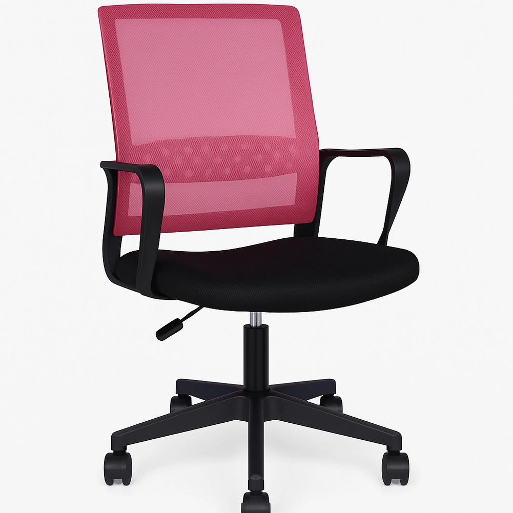 Sedia da Scrivania Nero e Rosa Ruote Piroettanti Seduta Ergonomica da Ufficio