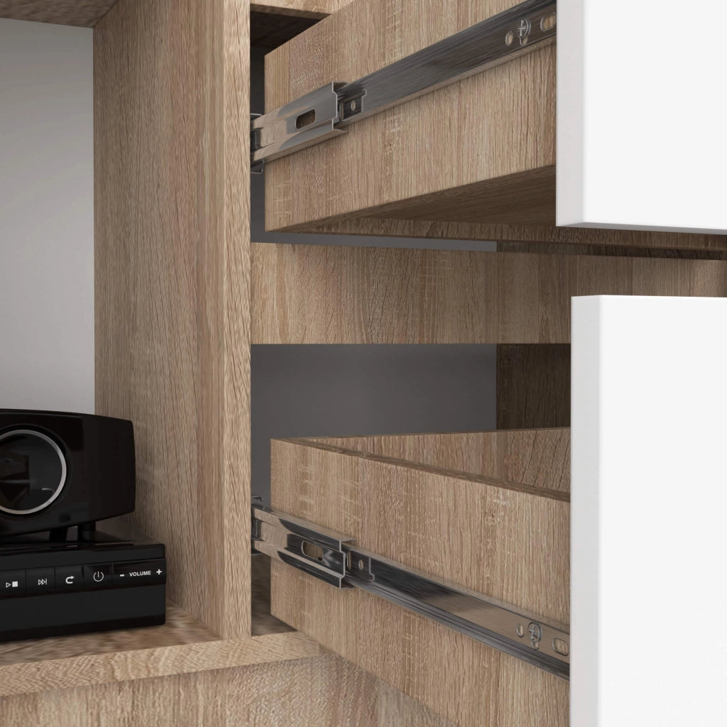 Libreria AKORD R11 Sonoma Quercia, Bianco 80 cm 2 ante 2 cassetti 80x35x180 cm