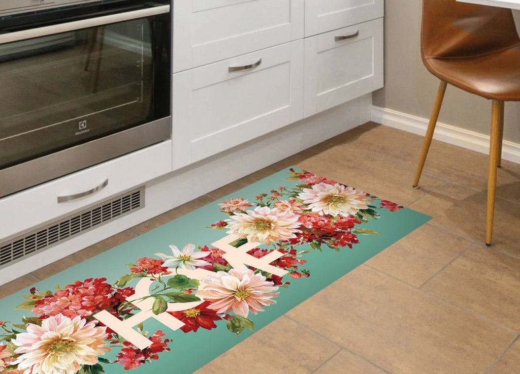 Tappeto Passatoia Cucina Digitale Antimacchia Antiscivolo Green Water Home Fiori - 50x100 - Green Water