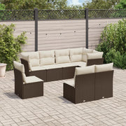 Set Divani da Giardino 8 pz con Cuscini Marrone in Polyrattan 3249602