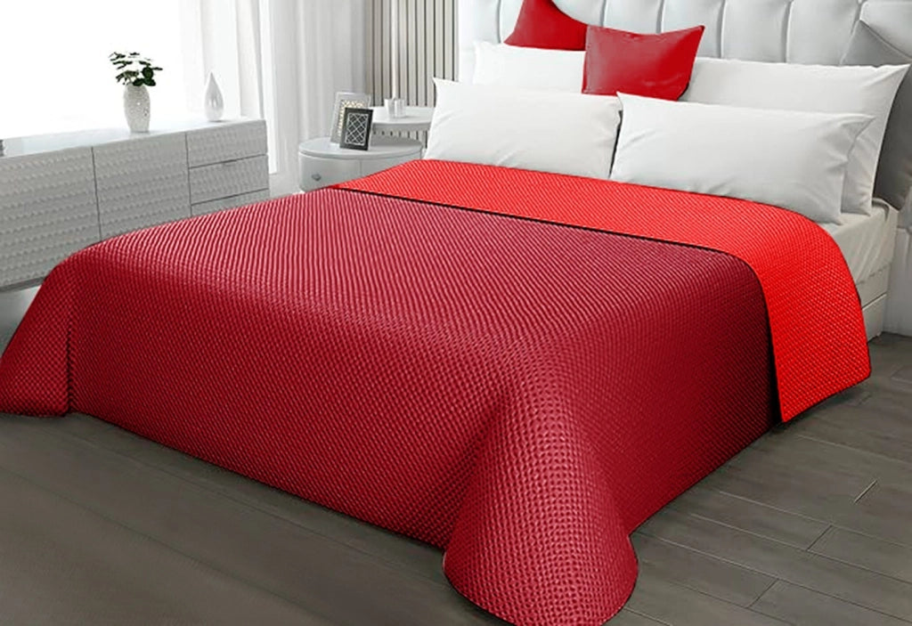 Trapunta Double Face MATRIMONIALE 250x250 cm Coperta Morbida Copriletto Tinta Unita Bordeaux