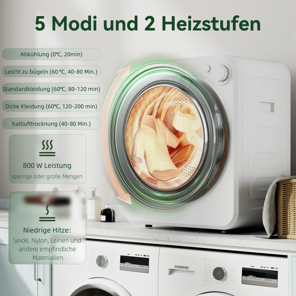 Asciugatrice Mini Lavatrice 4 kg 5 Programmi ¨C Minimal ¨C Bianco Acciaio Inox