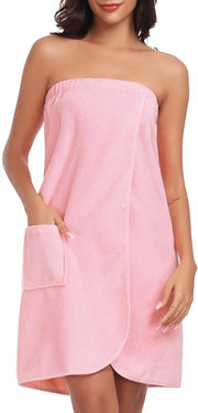 Sauna badjas per donne in tessuto di sauna con tasche, cinturino e cintura elastica, rosa, S-M
