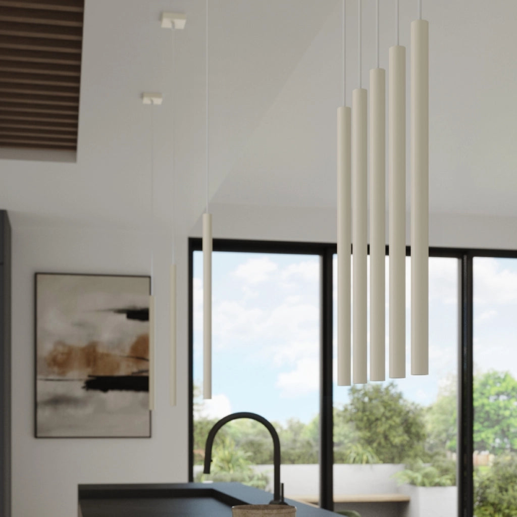 Lampada a sospensione Pastelo Ocean Green a 3 luci, in acciaio, moderna, beige, 104 cm