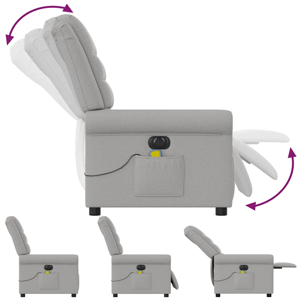 Divano Sedia-Poltrona Reclinabile Massaggio Elettrica Grigio Nuvola Tessuto 501643