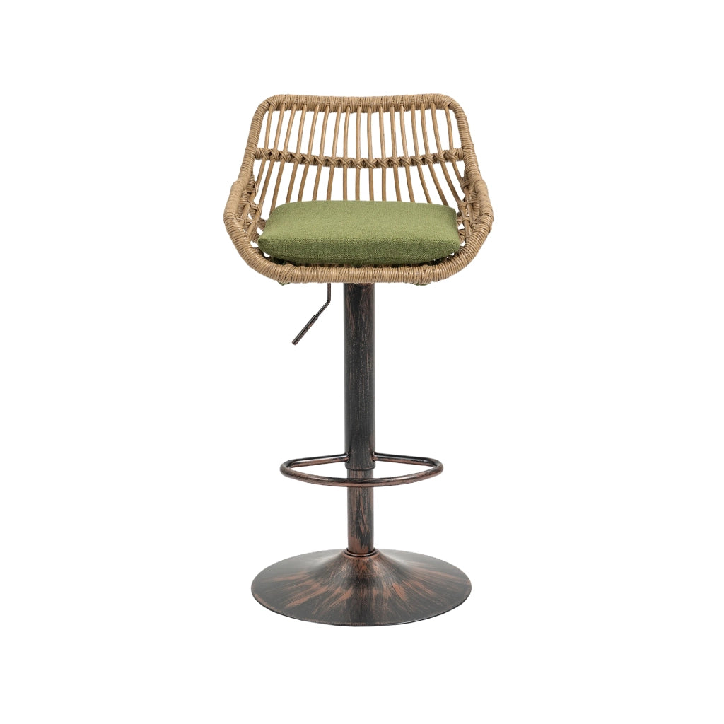 Sgabelli da bar in rattan girevoli e regolabili in altezza - Zephmum - Set di 2, moderni, per cucina e sala