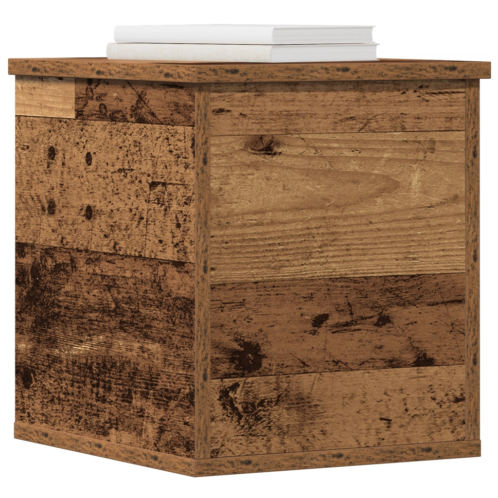 Scatola di stoccaggio  con coperchio in legno antico 30x35x35 cm in legno ingegnerizzato