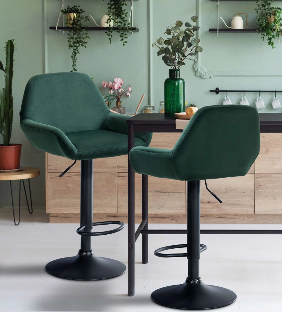 Sgabello Braga in velluto Verde scuro,nero
