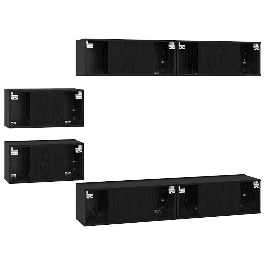 vidaXL Set mobile TV 6 pcs Rovere Nero 80 x 30 x 30.5 cm Small