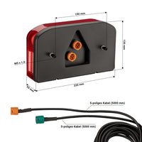 Luci posteriori per rimorchio 2 pezzi Con 5 funzioni Cavo 5 m incluso Presa 13 poli Lampade 12V