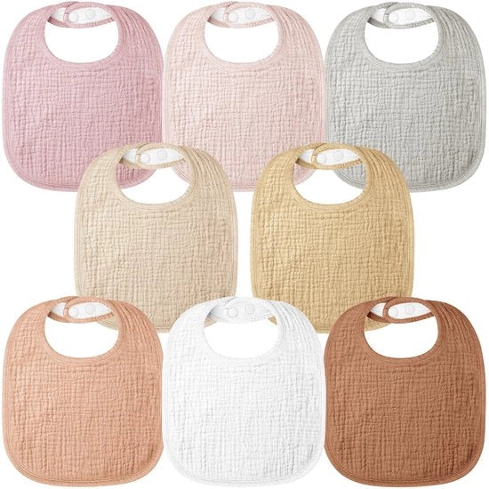 Bambini Slabbetjes Quadri, 100% Canotta, Slabbetjes Adattabili, Slabbetjes Leggeri per Bambini, 8 Pezzi (Rosso-Bruno)