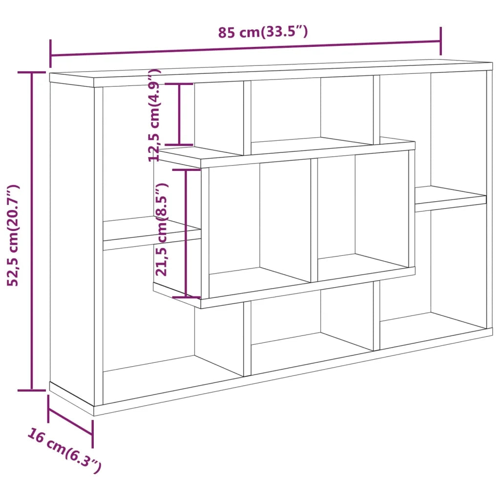 Mensola a Muro Grigio Sonoma 85x16x52,5 cm in Legno Multistrato 820461
