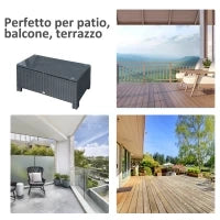 Ousunny Tavolino da Esterni in Rattan PE con Piano in Vetro Temperato, 85x50x39cm, Nero