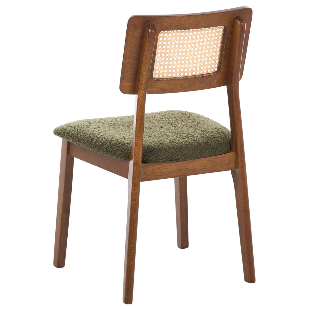 Set di 2 Sedie da Pranzo Marroni in Tessuto Bouclé con Seduta Imbottita Schienale in Tessuto e Struttura in Legno