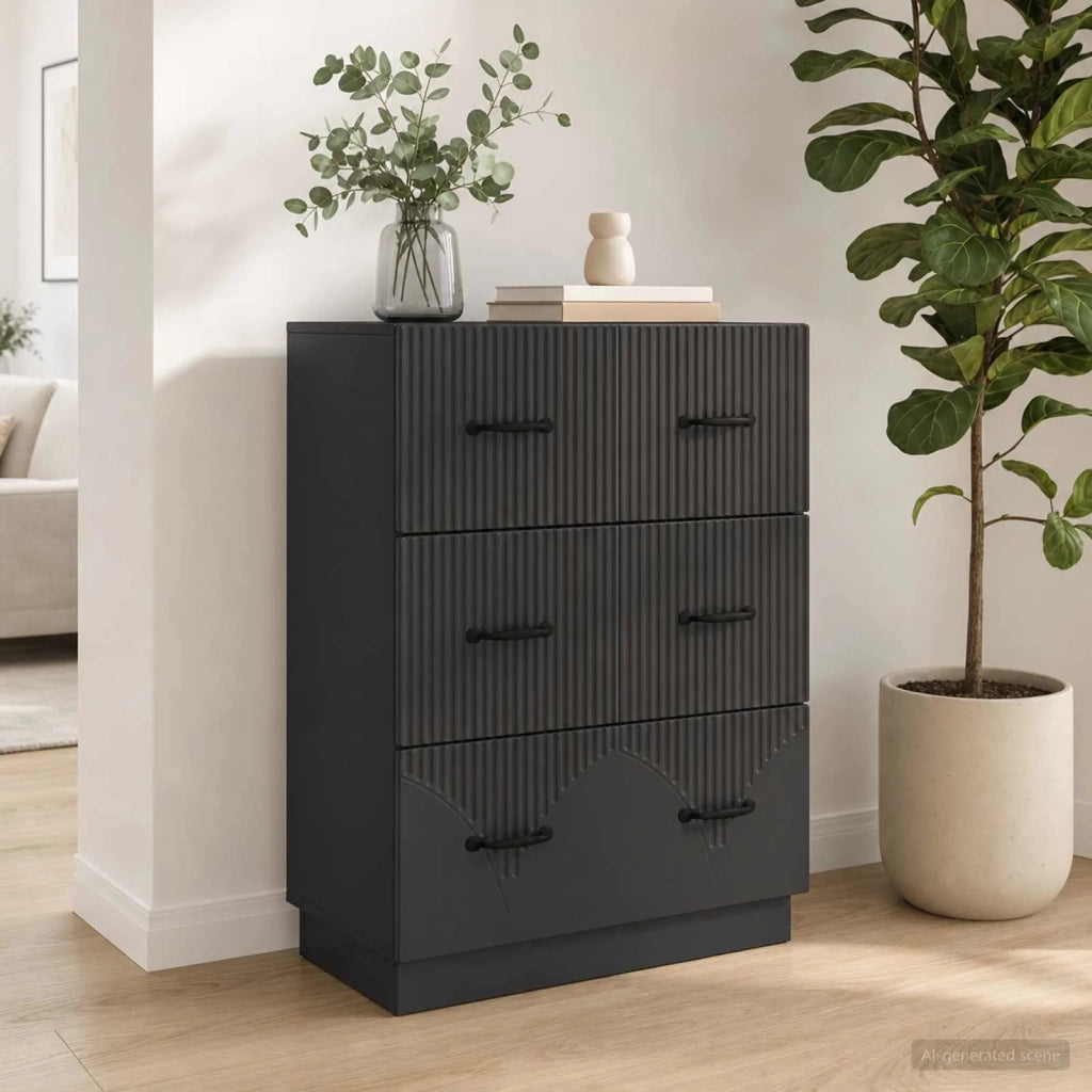 Mobile con Cassetti Nero 66 x 34,5 x 87 cm Legno ingegnerizzato 895296