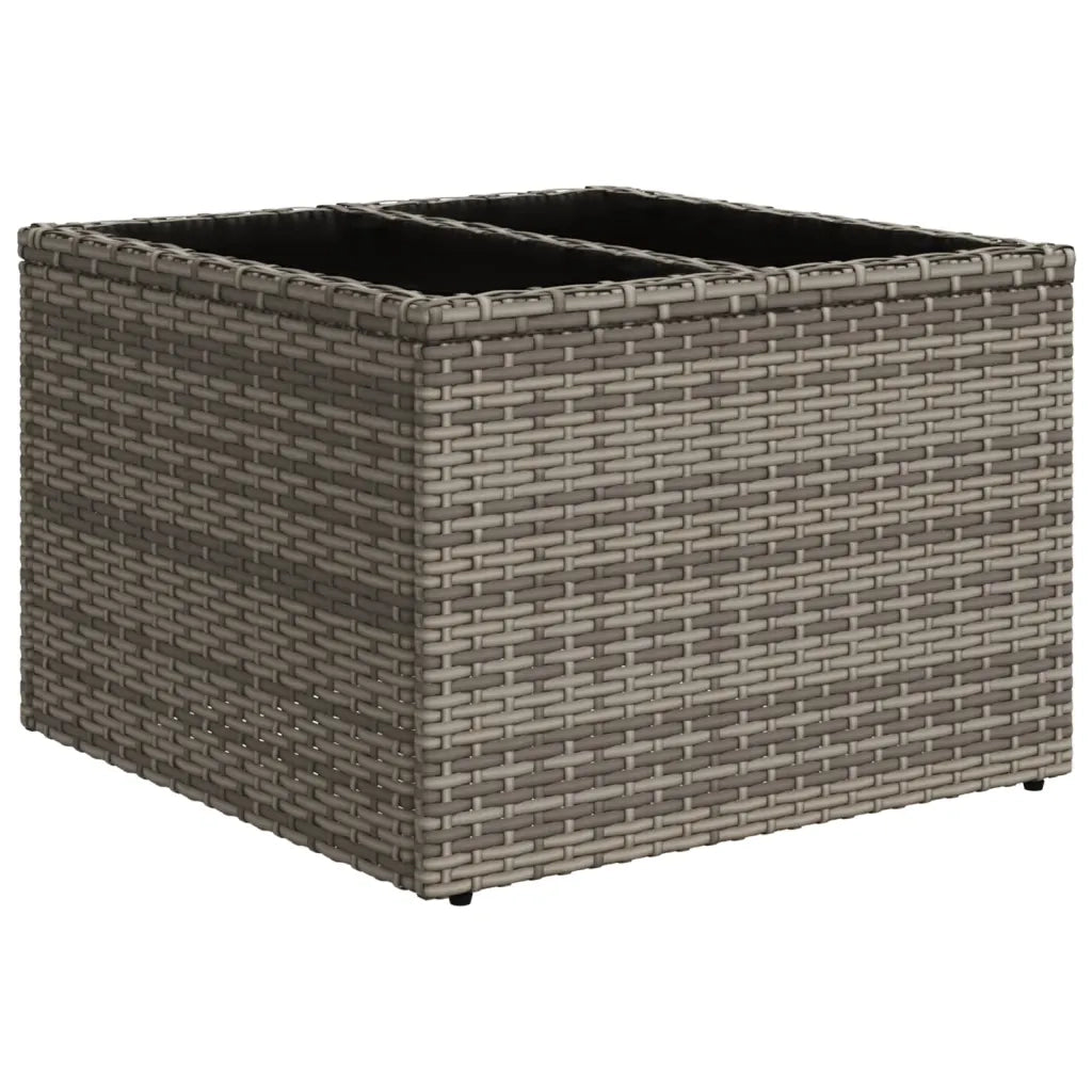 Tavolo da Giardino | Tavolino da esterno Piano in Vetro Grigio 55x55x37 cm Polyrattan