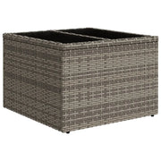 Tavolo da Giardino | Tavolino da esterno Piano in Vetro Grigio 55x55x37 cm Polyrattan