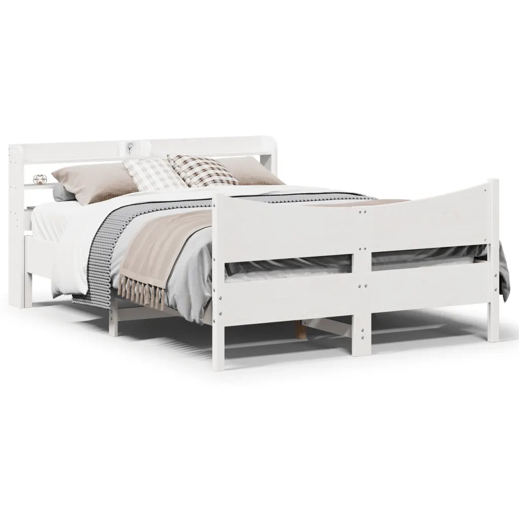 vidaXL Giroletto con Testiera Bianco 120x200 cm Legno Massello di Pino