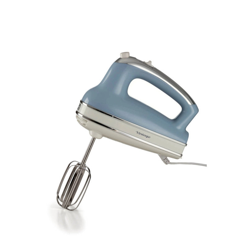 Sbattitore Vintage 450W - 5 velocità - Funzione turbo - 2 fruste - Celeste