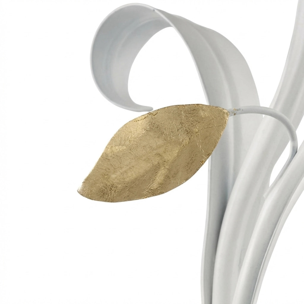 Lampadario Arte Povera Cesto Metallo Bianco E Oro 3 Luci E14