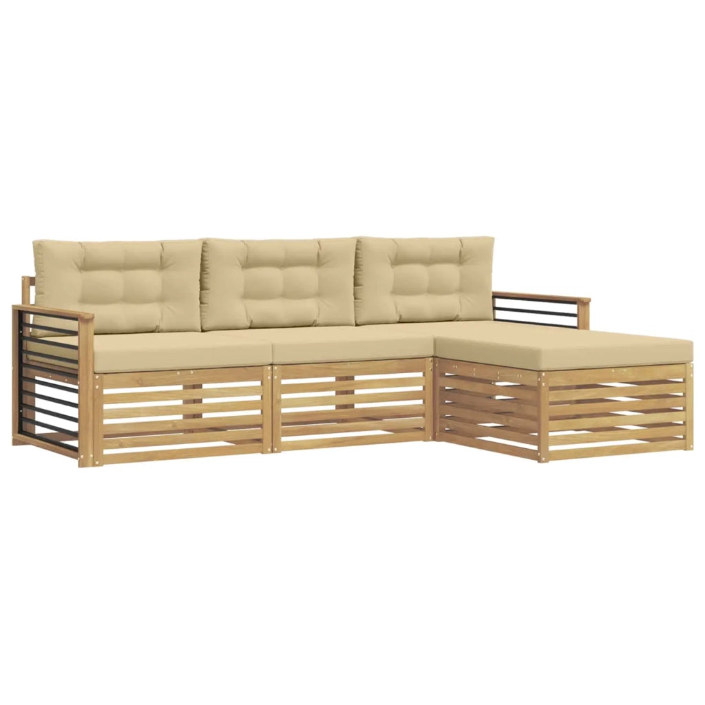 Set di divani da esterno 4 pcs Bianco e Beige Poliestere 3390298