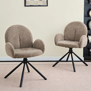 SEDIA Girevole da pranzo Set da 2 pezzi con braccioli Chenille Nero/Taupe