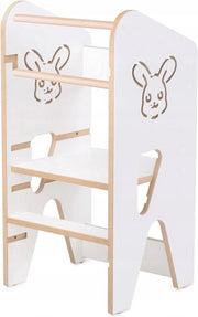 Tavolo di apprendimento pieghevole per bambini da 1 anno - MDF bianco - bordi arrotondati - 3 livelli di altezza - montaggio facile - 80 x 40 x 37 cm