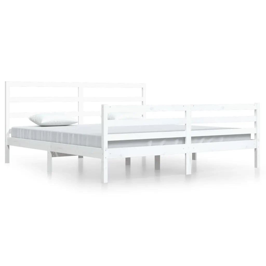 Giroletto-Struttura Letto Bianco in Legno Massello di Pino 200x200 cm 423727