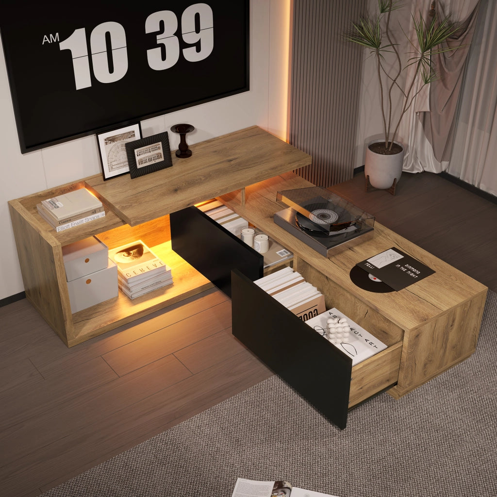 Mobile TV Modulare con LED ¨C MINIMAL ¨C Legno, Estensibile fino a 2m