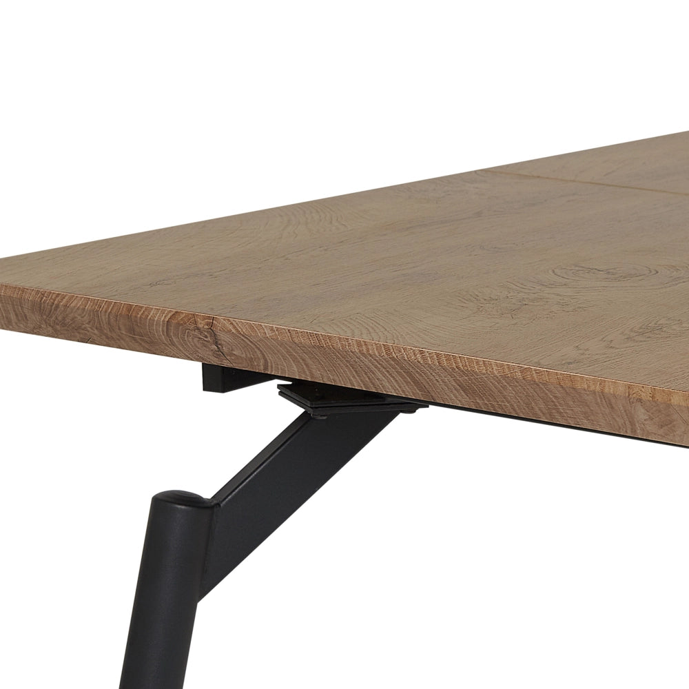 Tavolo da pranzo allungabile con piano in MDF in legno scuro con gambe nere in metallo Tavolo da cucina moderno