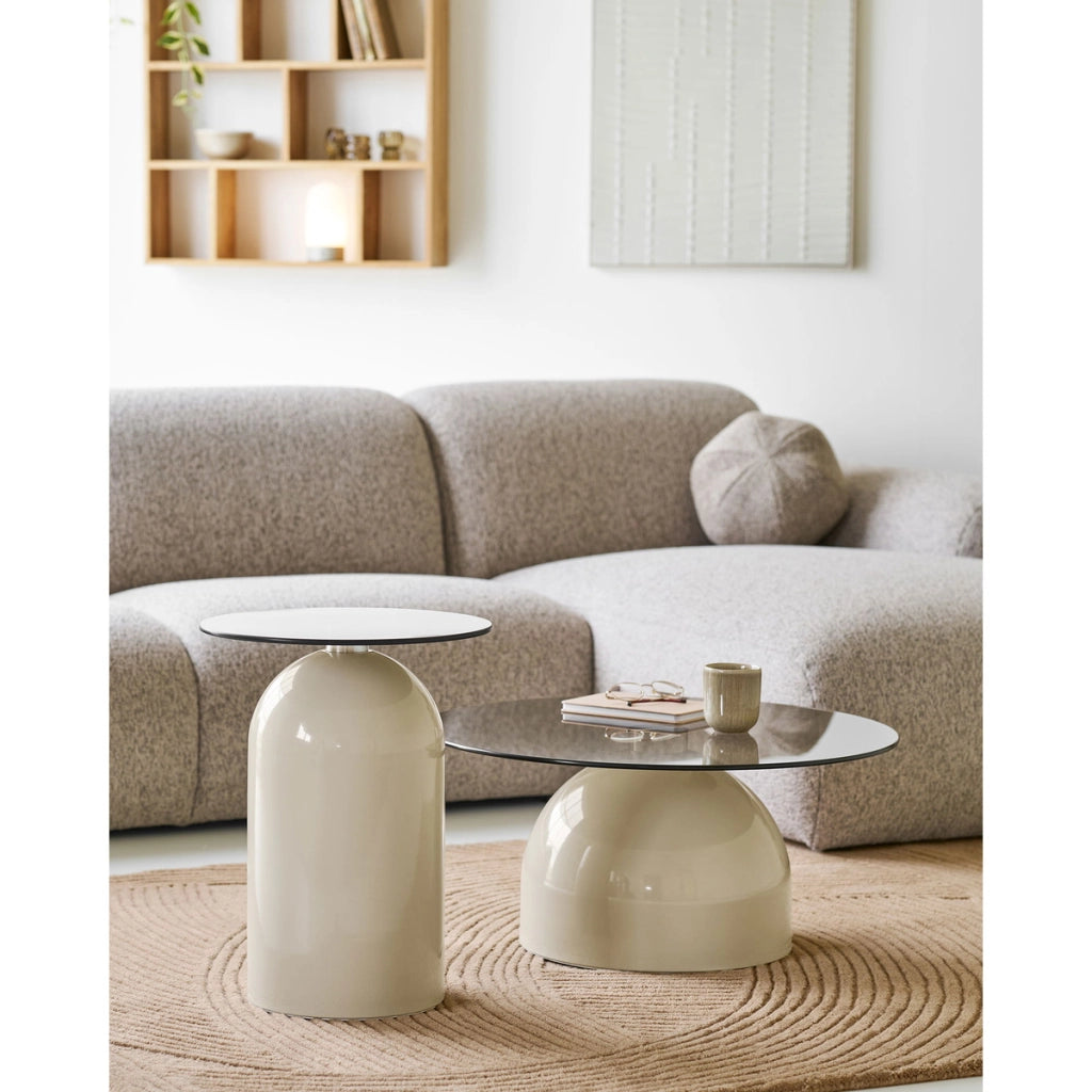 Tavolino Ravello, Beige, Vetro, 40x40x52 cm