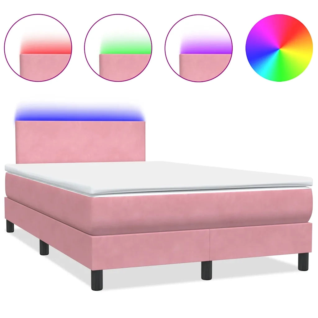 Letto a Molle con Materasso e LED Rosa 120x210 cm in Velluto 3316688
