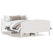 Letto matrimoniale | Letto per adulti | Giroletto senza Materasso Bianco 140x200 cm Legno Massello Pino