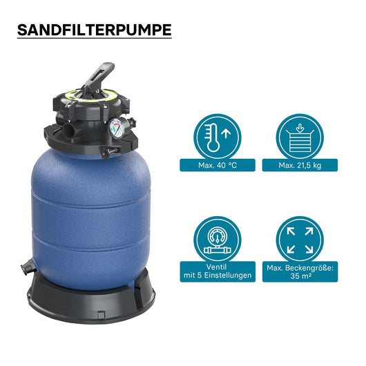 Filtro a sabbia per piscina senza pompa, piscina filtro a sabbia, per ca. 21 kg di sabbia, filtraggio a sabbia
