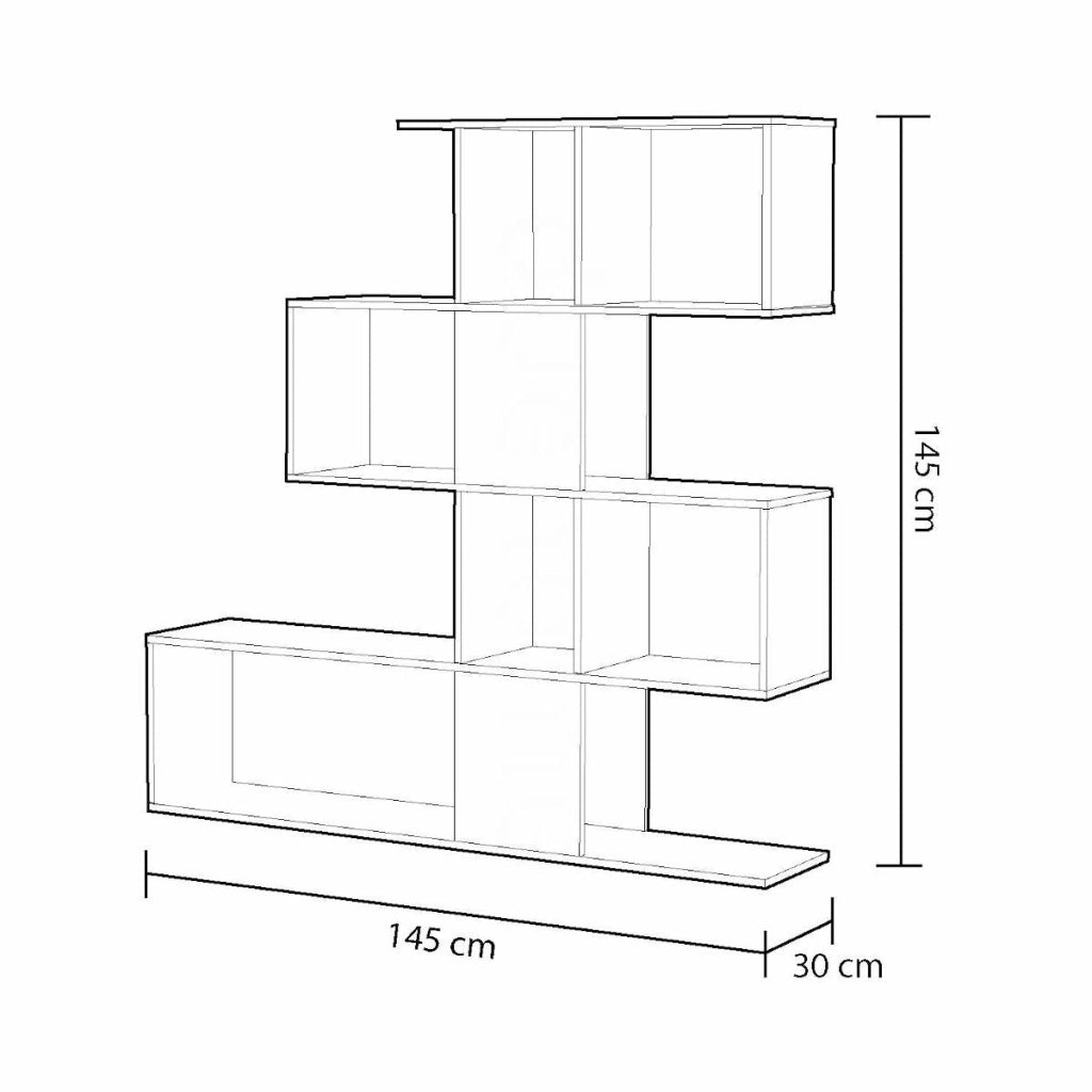 Libreria zig-zag 145x145x29 cemento bianco