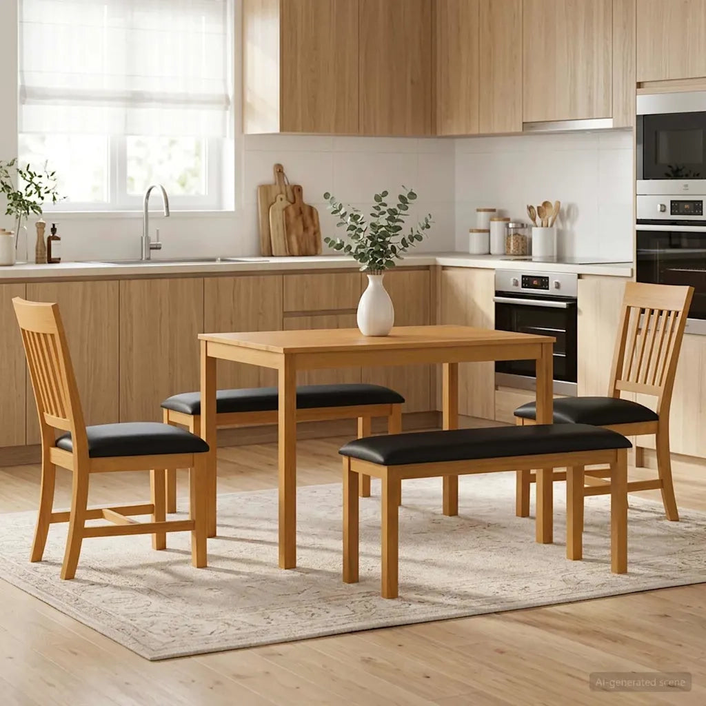 Set da pranzo 5 pz Nero Legno di Quercia Massello 3430280
