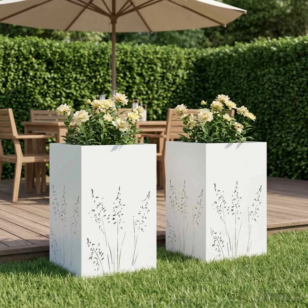 Vaso da giardino 2 pz Bianco 50 x 50 x 75 cm 8005767
