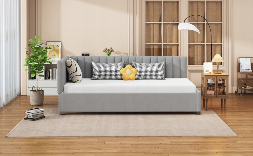 Letto imbottito singolo - Xylo - 90x200 cm - Grigio