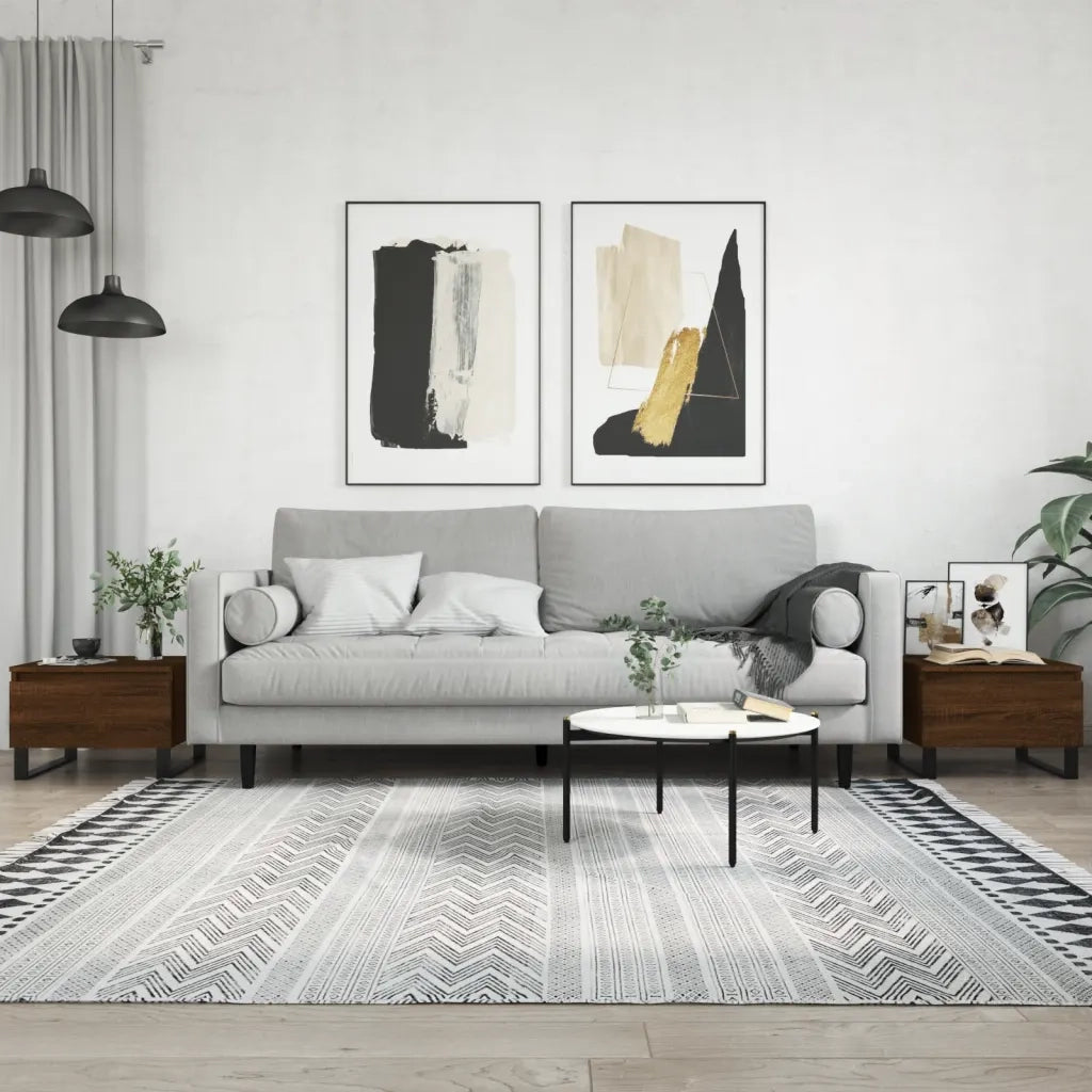 2 pz Tavolini salotto | Tavolino da caff¨¨ | Tavolino da Soggiorno Rovere Marrone 50x46x35 Legno Multistrato